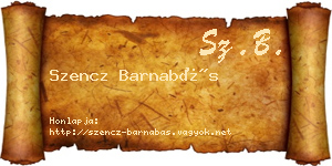 Szencz Barnabás névjegykártya