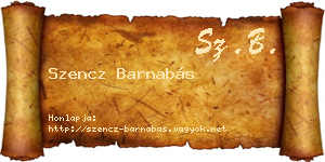 Szencz Barnabás névjegykártya